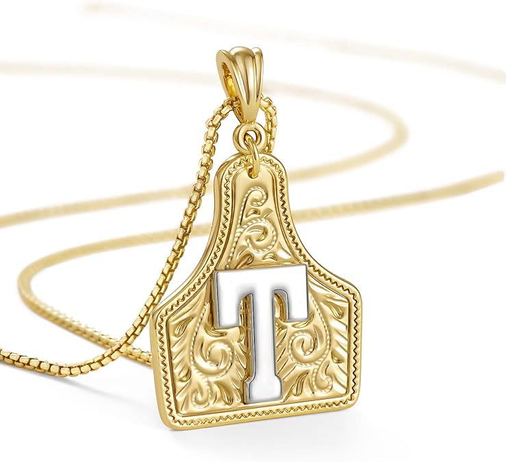 Modische Halskette mit geprägtem goldenen Buchstabenanhänger - T - image 22