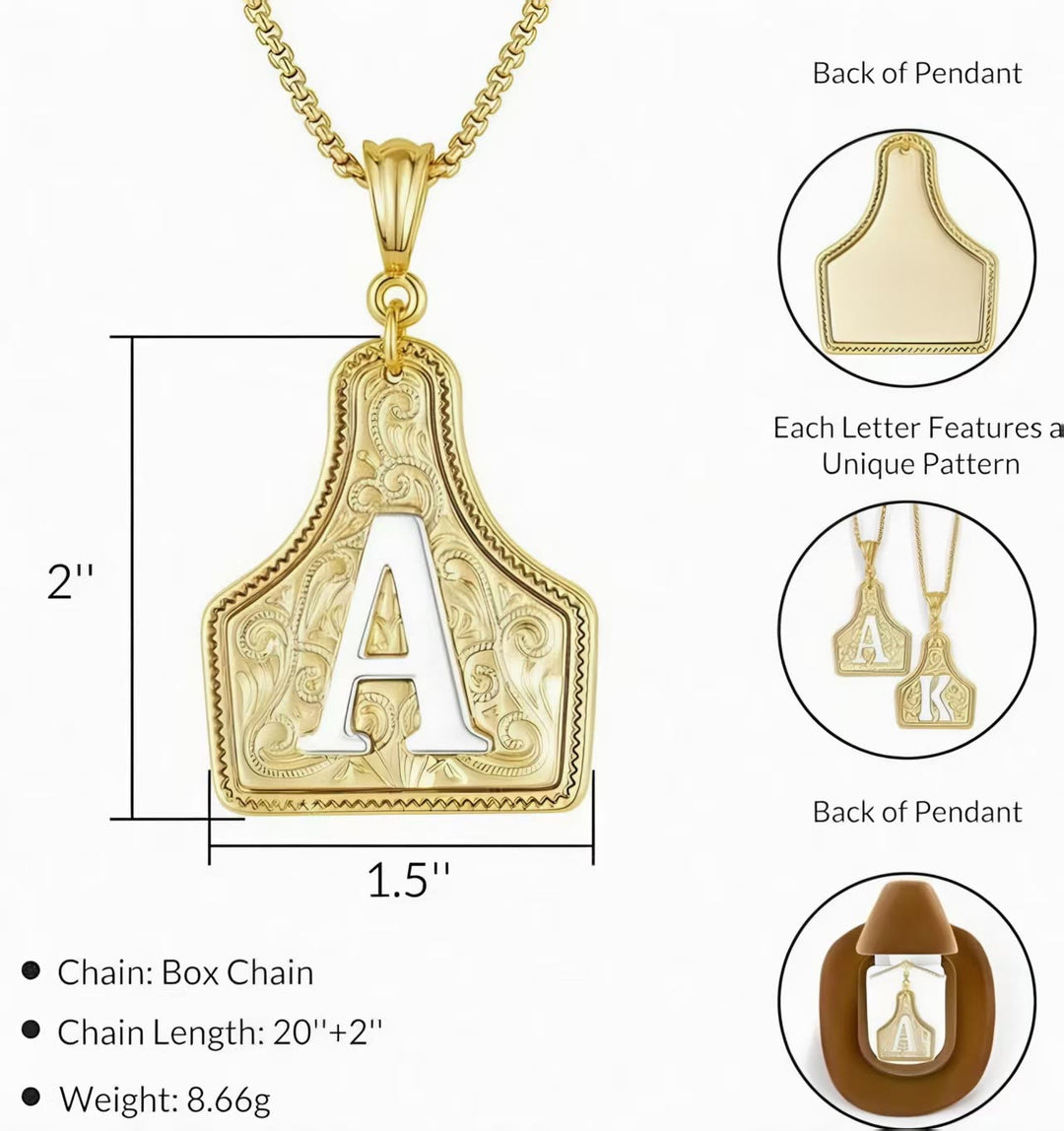 Modische Halskette mit geprägtem goldenen Buchstabenanhänger - image 3