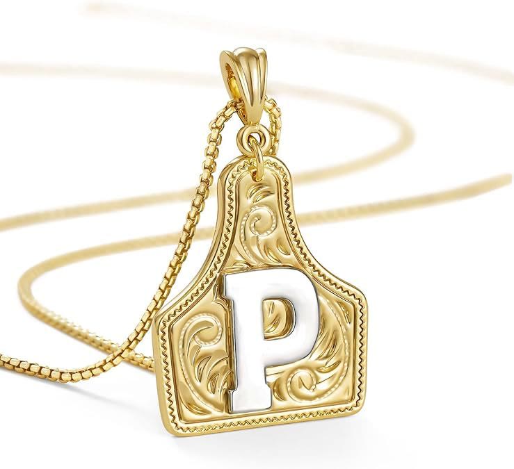 Modische Halskette mit geprägtem goldenen Buchstabenanhänger - P - image 18