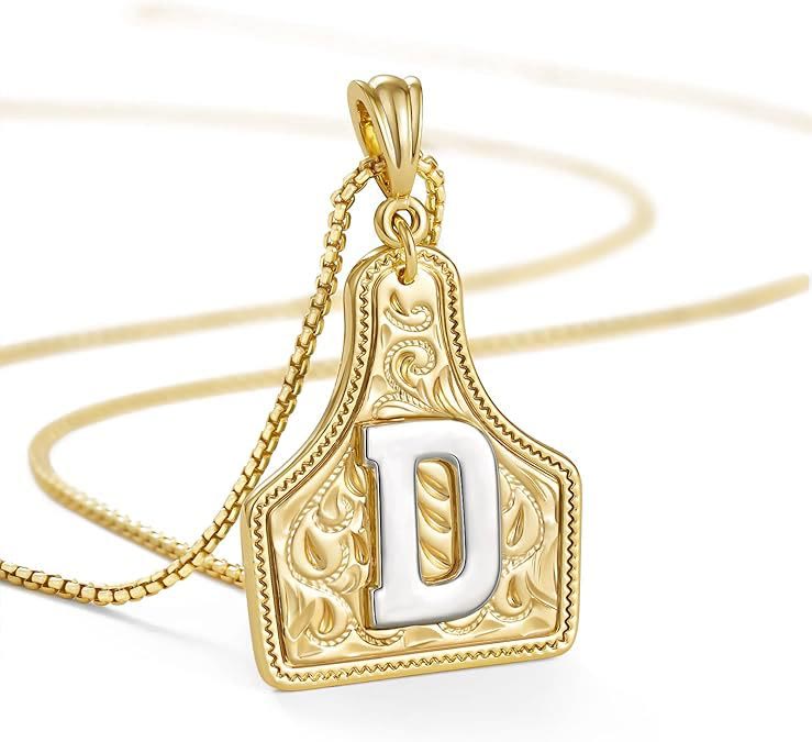 Modische Halskette mit geprägtem goldenen Buchstabenanhänger - D - image 6