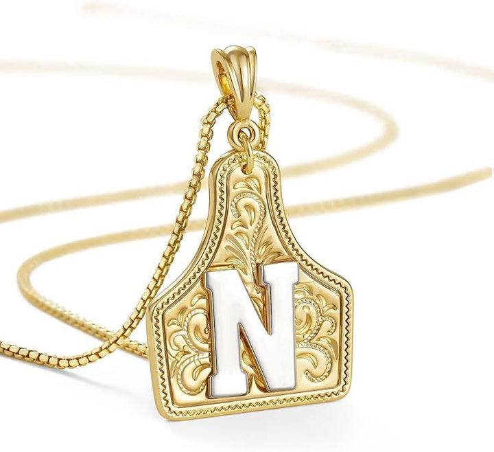 Modische Halskette mit geprägtem goldenen Buchstabenanhänger - N - image 16