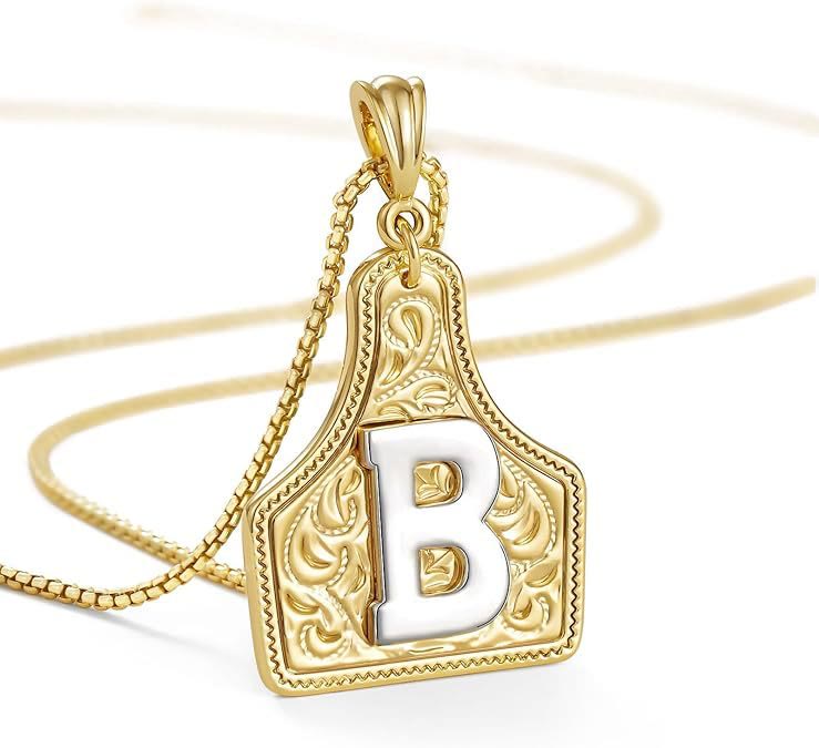 Modische Halskette mit geprägtem goldenen Buchstabenanhänger - B - image 4