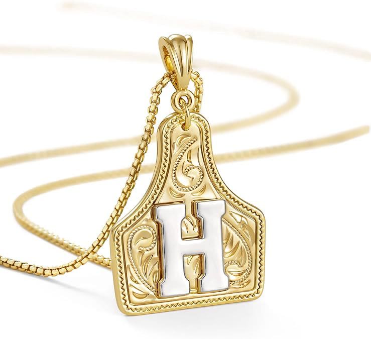 Modische Halskette mit geprägtem goldenen Buchstabenanhänger - H - image 10