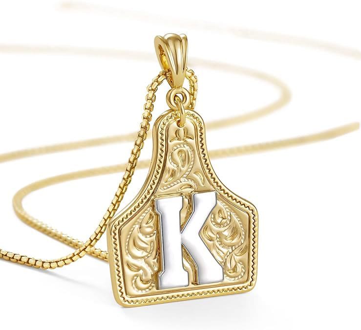 Modische Halskette mit geprägtem goldenen Buchstabenanhänger - K - image 13