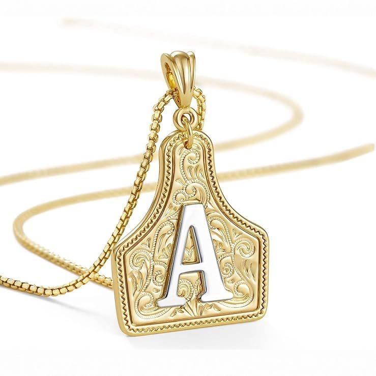 Modische Halskette mit geprägtem goldenen Buchstabenanhänger - A - image 0