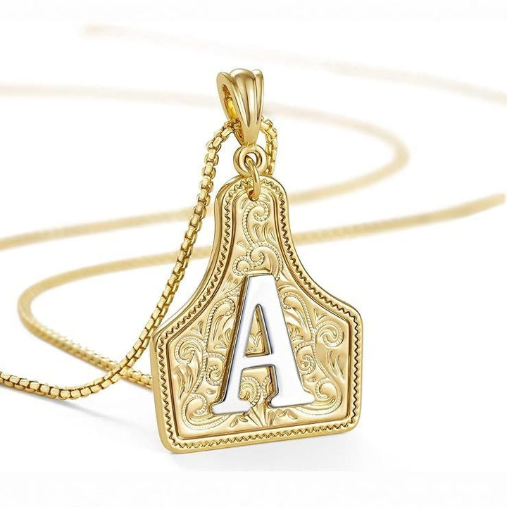 Modische Halskette mit geprägtem goldenen Buchstabenanhänger - A - image 0