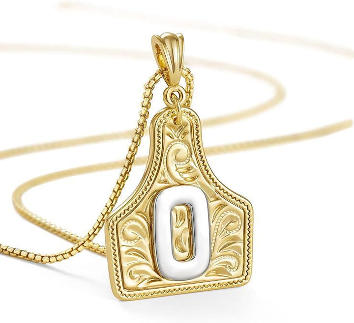 Modische Halskette mit geprägtem goldenen Buchstabenanhänger - O - image 17