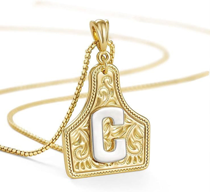 Modische Halskette mit geprägtem goldenen Buchstabenanhänger - C - image 5