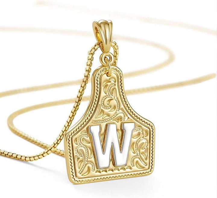 Modische Halskette mit geprägtem goldenen Buchstabenanhänger - W - image 25