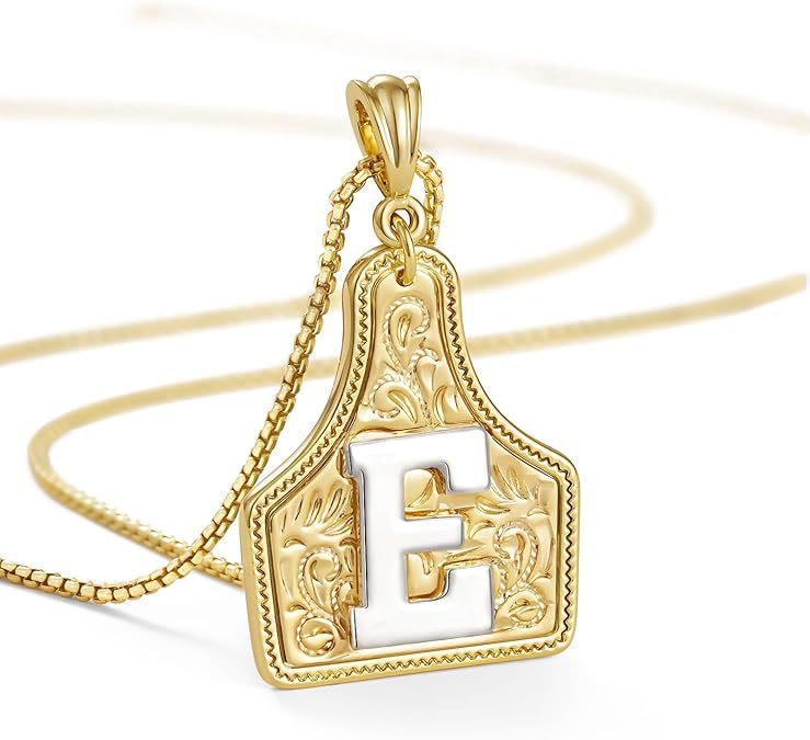 Modische Halskette mit geprägtem goldenen Buchstabenanhänger - E - image 7