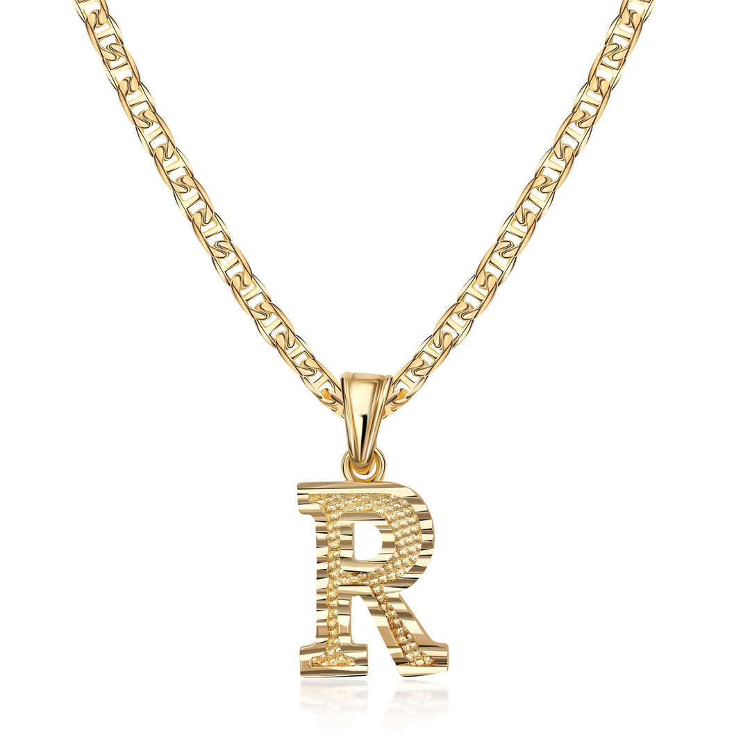 Schlichte & edle Halskette mit goldenem Buchstabenanhänger - R - image 19