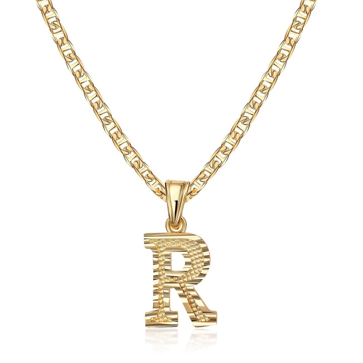 Schlichte & edle Halskette mit goldenem Buchstabenanhänger - R - image 19