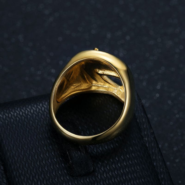Personalisierter goldener Pferdekopf-Ring im Westernstil - image 2