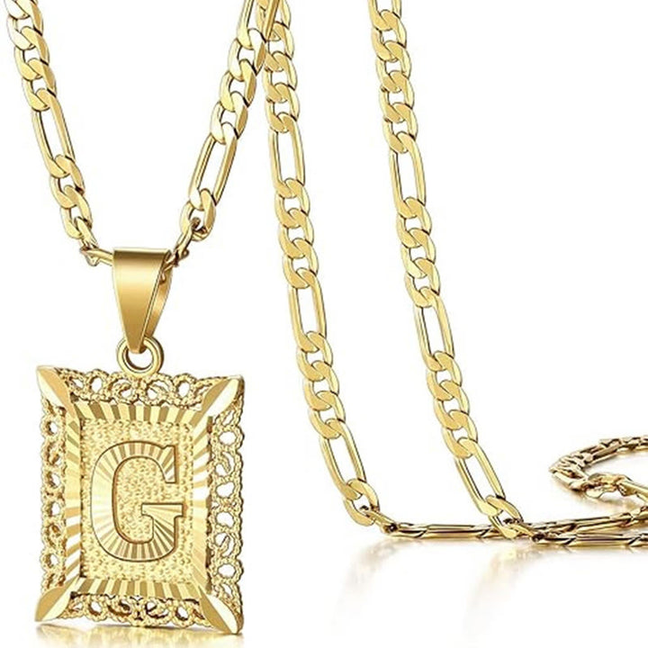 Goldene, exquisite quadratische Halskette mit hohlen Buchstaben - G - image 10