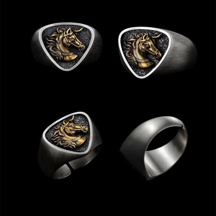 Exquisiter 3D-Pferdekopfring im Vintage-Western-Stil - image 5