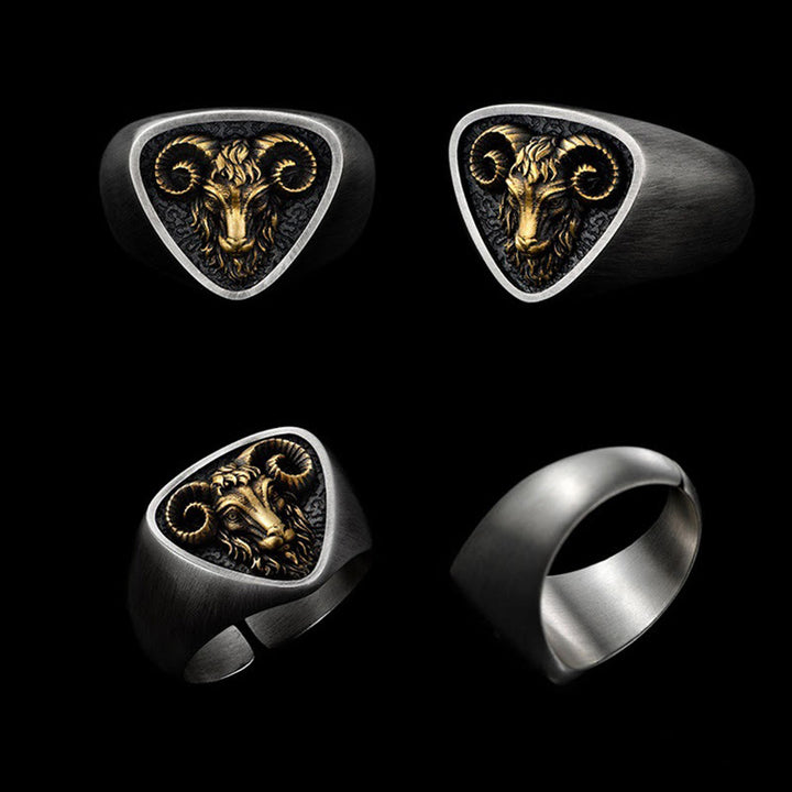 Vintage Western Stil geschnitzter Widderkopf Ring - image 3