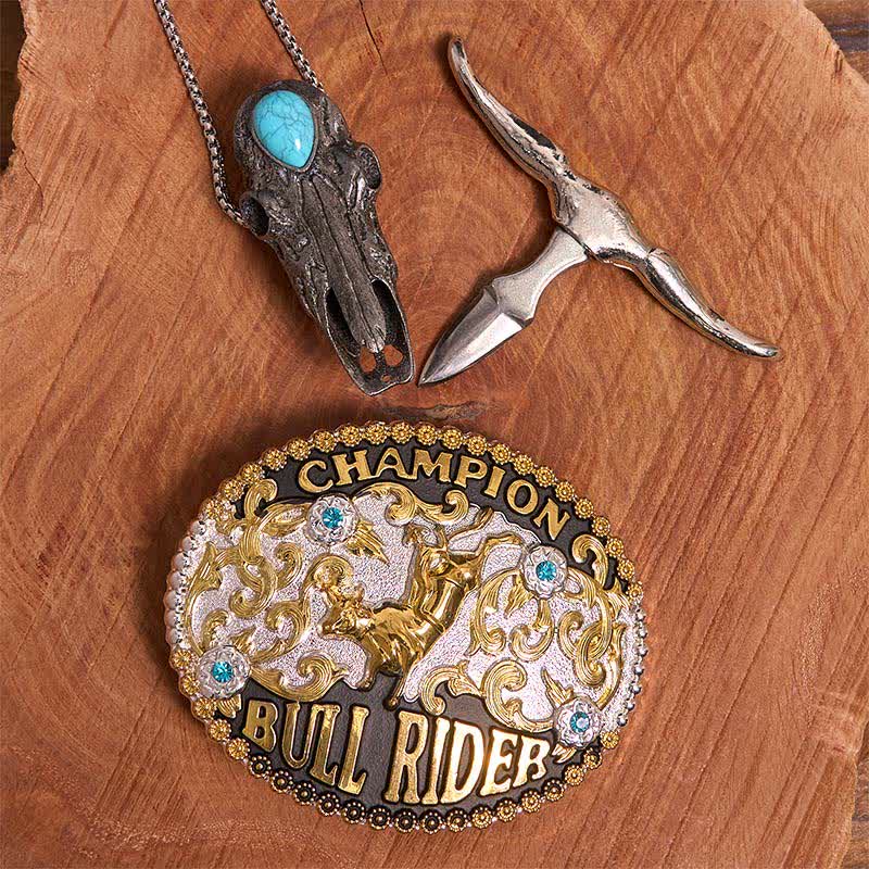 Bull Rider DIY Gürtelschnalle Türkis Longhorn Bull Anhänger Bundle Set - image 2