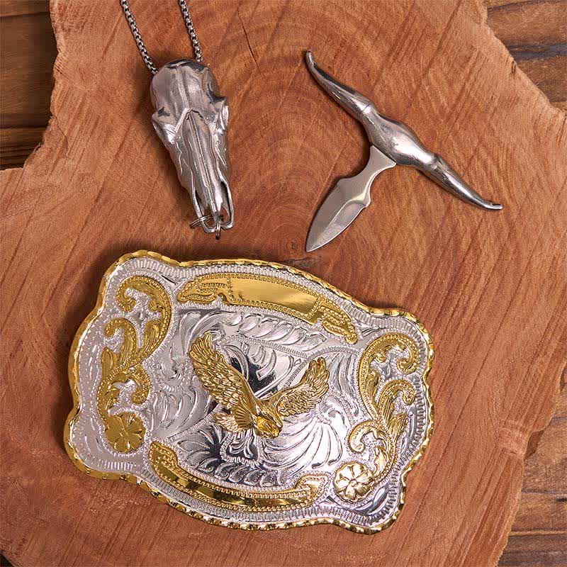 Gold Flying Eagle DIY Gürtelschnalle Longhorn Bull Anhänger Bundle Set - image 2
