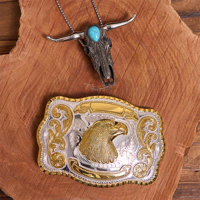 Adlerkopf DIY Gürtelschnalle Türkis Longhorn Bull Anhänger Bundle Set - Adlerkopf - Ohne Gürtel - Gürtel nicht enthalten - image 1