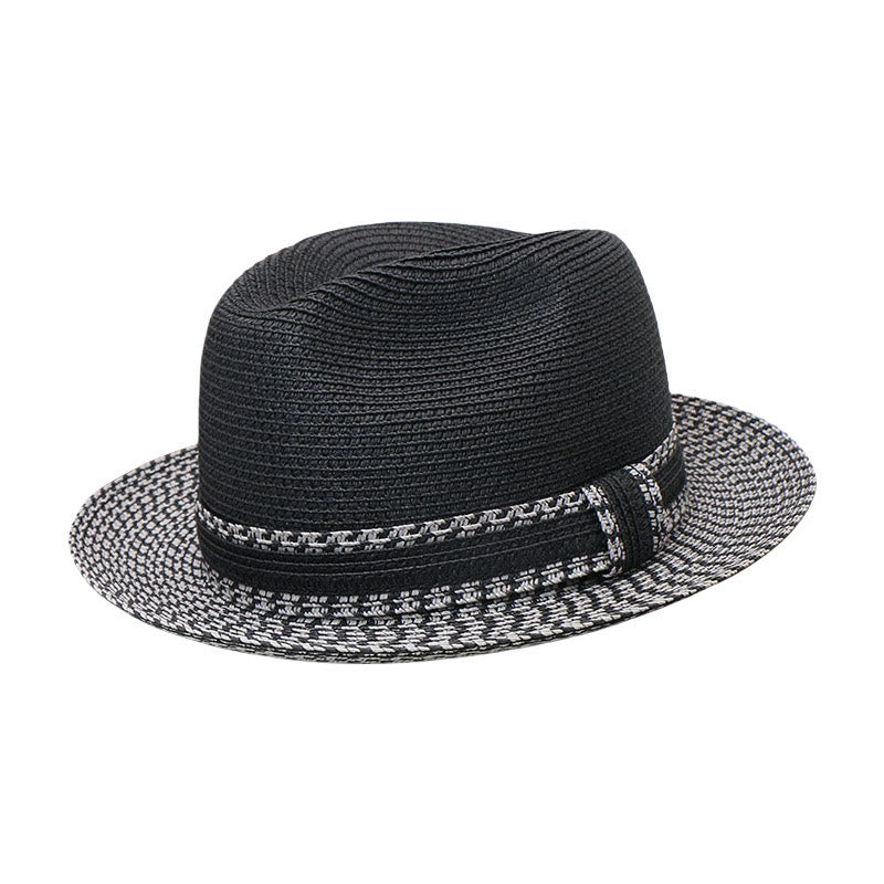 Gewebter Cowboyhut im Color-Blocking-Design für Herren - Schwarz - Einstellbar (21 5/8"-22 7/8") - image 0
