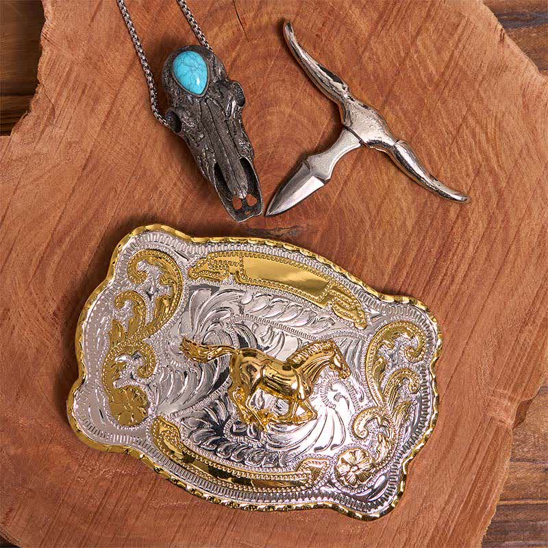 Gold Pferd DIY Gürtelschnalle Türkis Longhorn Bull Anhänger Bundle Set - image 2