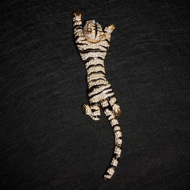 Majestic Tiger – Große, luxuriöse Brosche mit funkelnden Strasssteinen für Herren - image 13