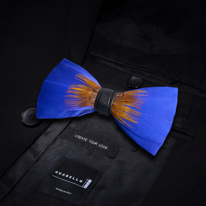 Coole königsblaue & orange Federfliege mit Anstecknadel - image 2