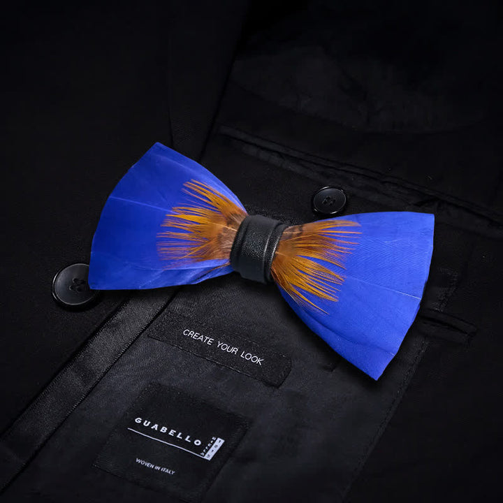Coole königsblaue & orange Federfliege mit Anstecknadel - image 2