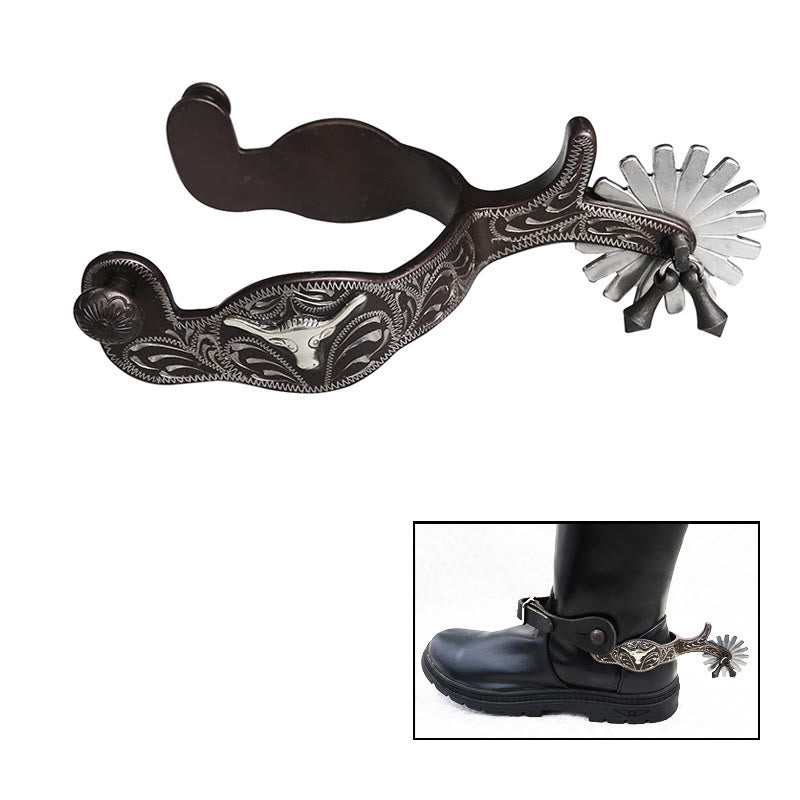 Halloween Silber Exquisite handgemachte geschnitzte Cowboy-Sporen - Silber - image 0