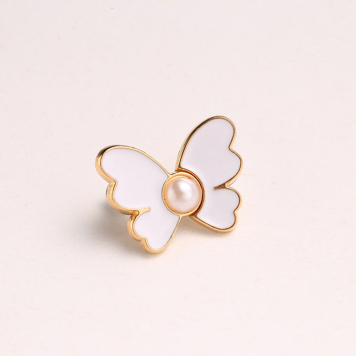 Nagelfreier Hosengürtelclip mit Perlen und Schmetterlingen für Damen - Perlenschmetterling - Weiß - image 5