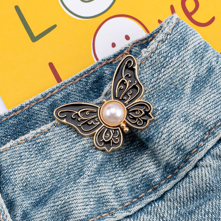 Nagelfreier Hosengürtelclip mit Perlen und Schmetterlingen für Damen - Gemusterter Perlenschmetterling - Schwarz - image 2