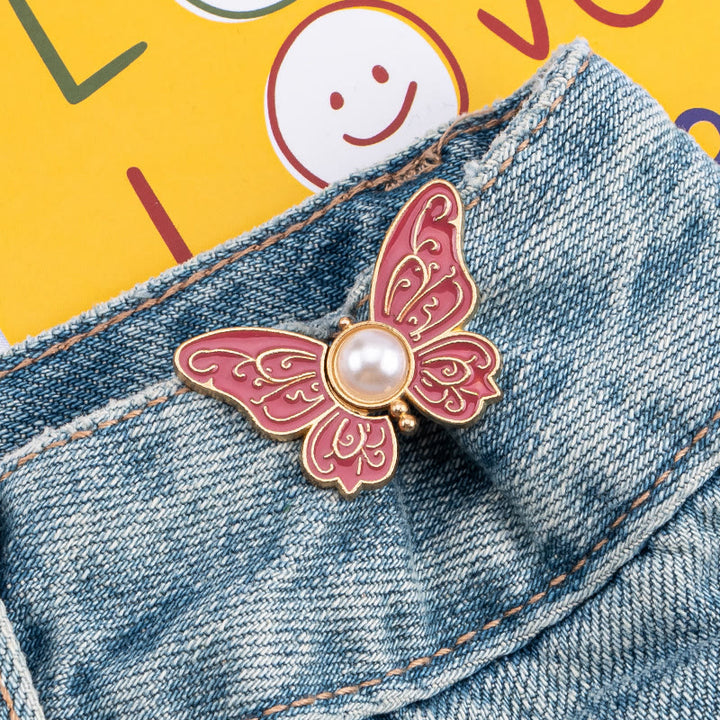 Nagelfreier Hosengürtelclip mit Perlen und Schmetterlingen für Damen - Gemusterter Perlenschmetterling - Rose - image 4