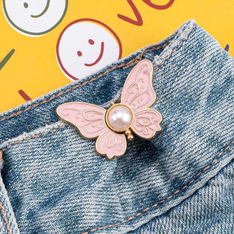 Nagelfreier Hosengürtelclip mit Perlen und Schmetterlingen für Damen - Gemusterter Perlenschmetterling - Rosa - image 3
