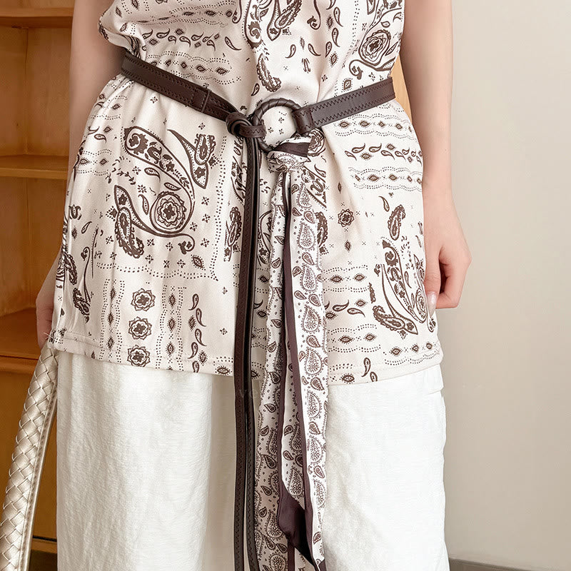 Modischer Damen-Seidengürtel aus Leder mit Aufdruck - Kaffee - image 3