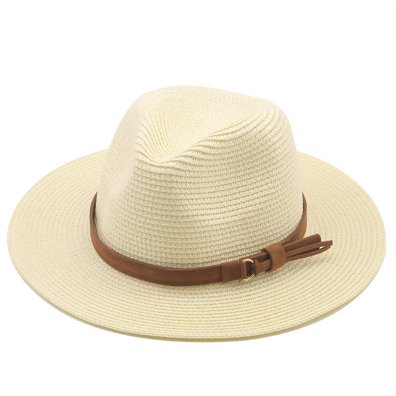 Outdoor-Sonnenschutz-Strick-Cowboyhut für Herren mit braunem Gürtel - Milchig Weiß - M (22 "-22 7/8") - image 9