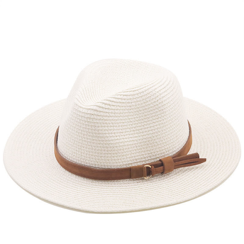Outdoor-Sonnenschutz-Strick-Cowboyhut für Herren mit braunem Gürtel - Weiß - M (22 "-22 7/8") - image 5