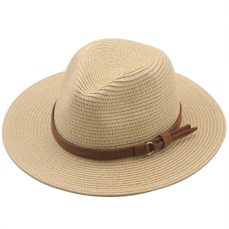Outdoor-Sonnenschutz-Strick-Cowboyhut für Herren mit braunem Gürtel - Beige - M (22 "-22 7/8") - image 8