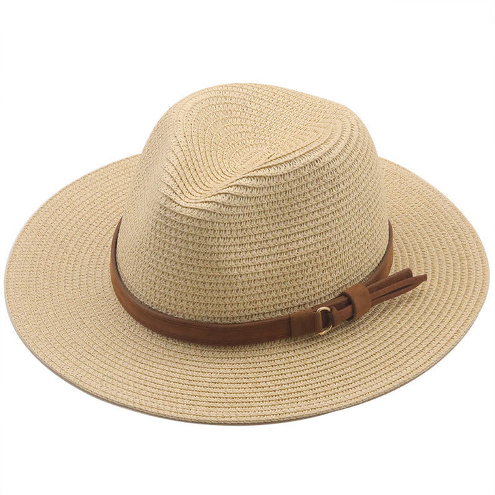 Outdoor-Sonnenschutz-Strick-Cowboyhut für Herren mit braunem Gürtel - Beige - M (22 "-22 7/8") - image 8
