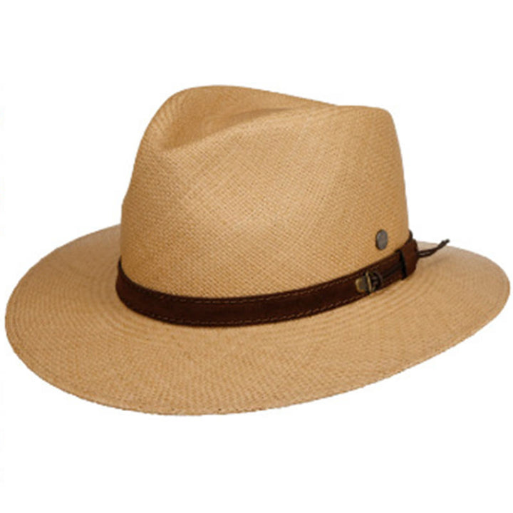 Handgewebter, einfarbiger Cowboyhut für Herren mit Riemen - Hellbraun - L (22 7/8"-23 5/8") - image 4