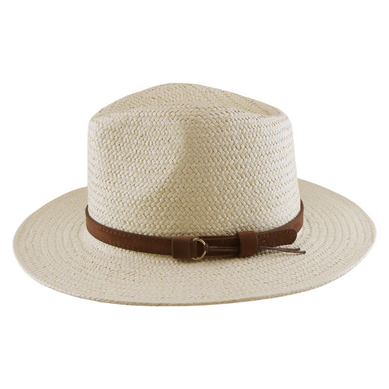 Handgewebter, einfarbiger Cowboyhut für Herren mit Riemen - image 2