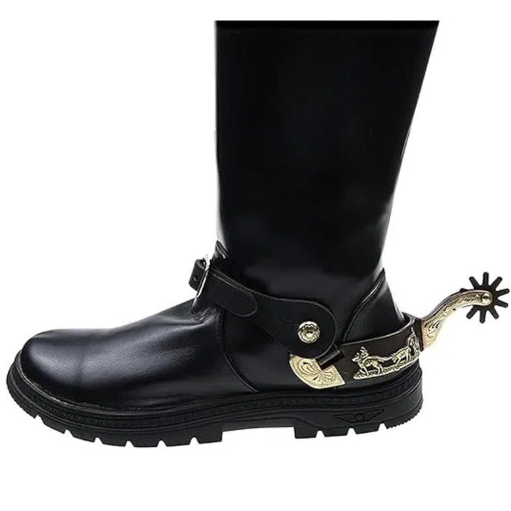 Kupfer eingelegter Reiter mit geschnitzten Kanten Cowboy Sporen - image 1