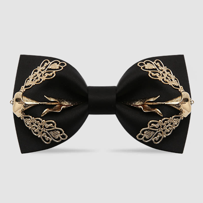 Fliege mit goldenen blumigen Calla-Lilien-Muster für Männer - Schwarz - image 4