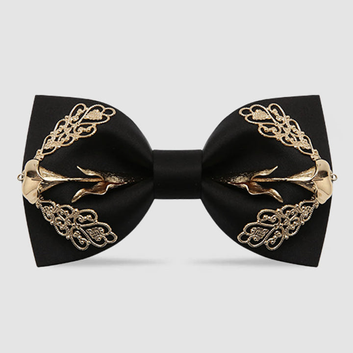 Fliege mit goldenen blumigen Calla-Lilien-Muster für Männer - Schwarz - image 4