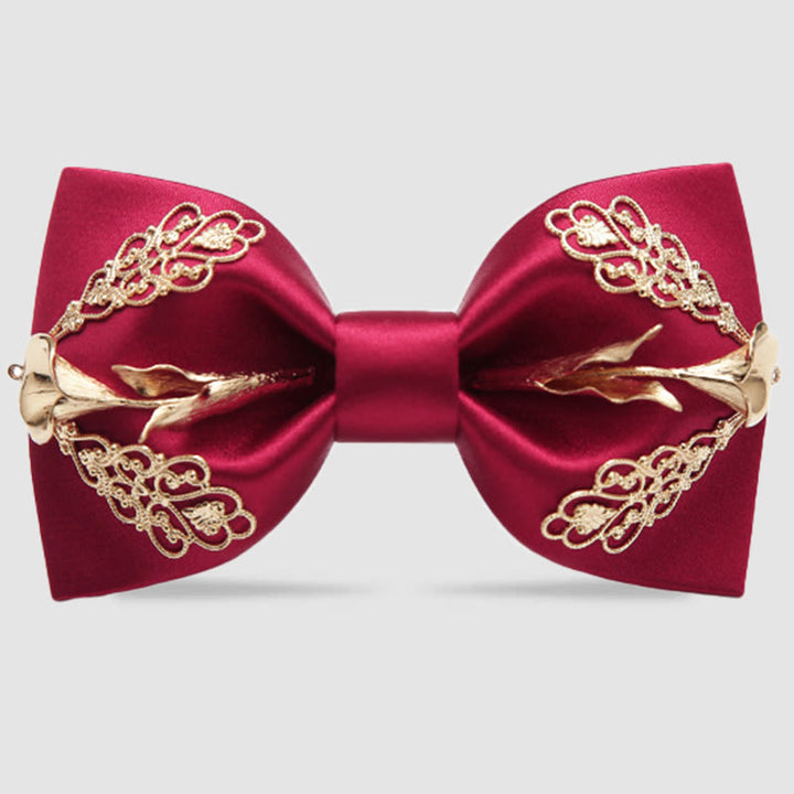 Fliege mit goldenen blumigen Calla-Lilien-Muster für Männer - Rot - image 0