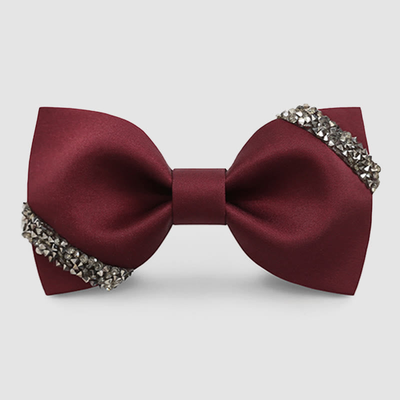 Klassische Herren-Fliege mit Strasssteinen für Hochzeiten - Burgunderrot - image 0