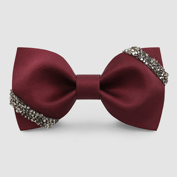 Klassische Herren-Fliege mit Strasssteinen für Hochzeiten - Burgunderrot - image 0