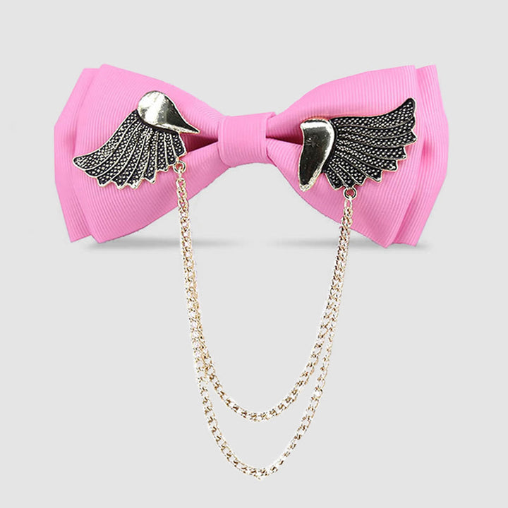 Herren-Fliege mit goldener Flügelkette - Rosa - image 5