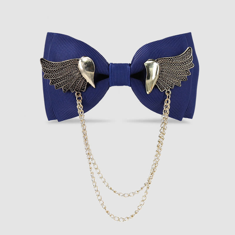 Herren-Fliege mit goldener Flügelkette - Marineblau - image 7