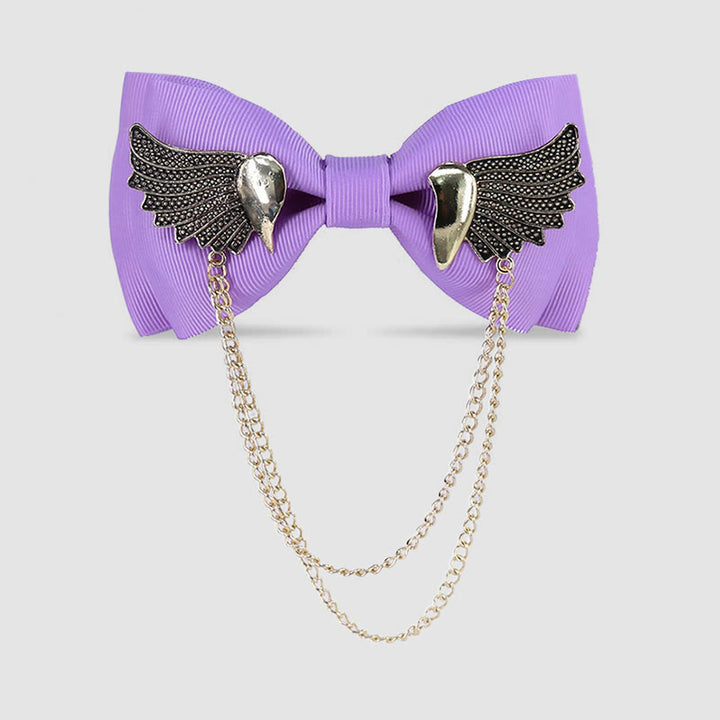Herren-Fliege mit goldener Flügelkette - Violett - image 3