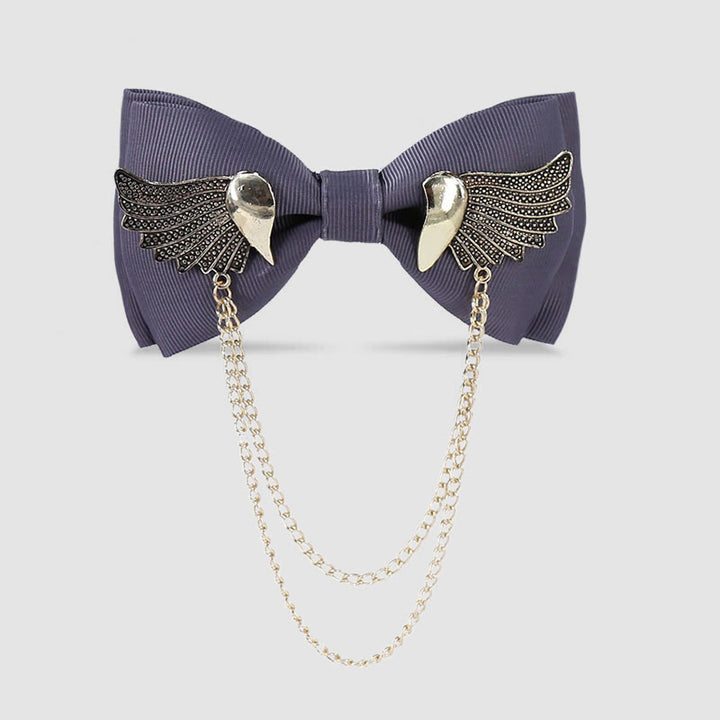 Herren-Fliege mit goldener Flügelkette - Grau - image 8